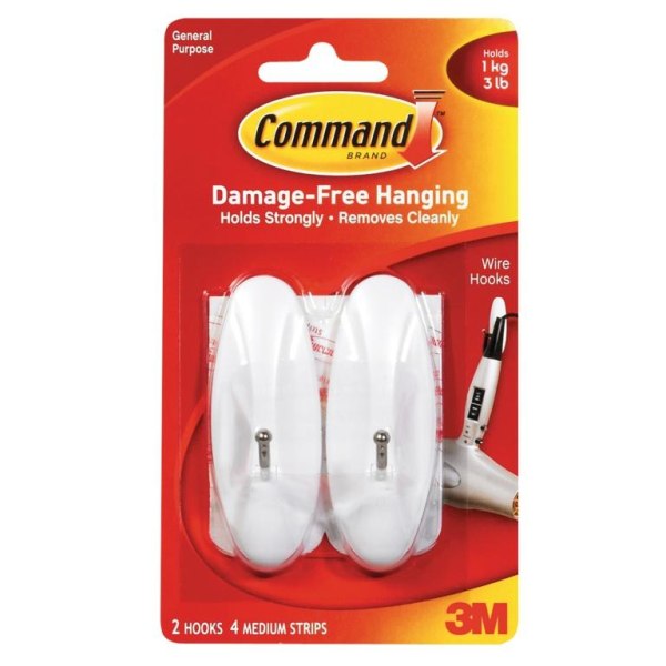 Command Medium Wire Krokar (Pack med 2) One Size Vit White One Size