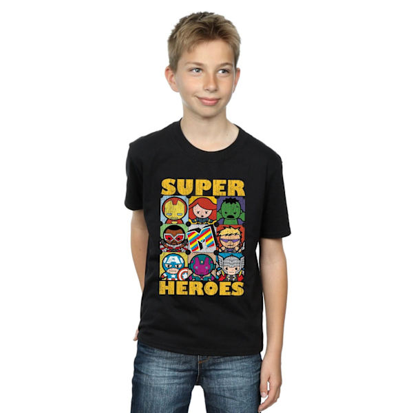 Marvel Boys Kawaii Super Heroes T-shirt 7-8 år Svart Black 7-8 Years