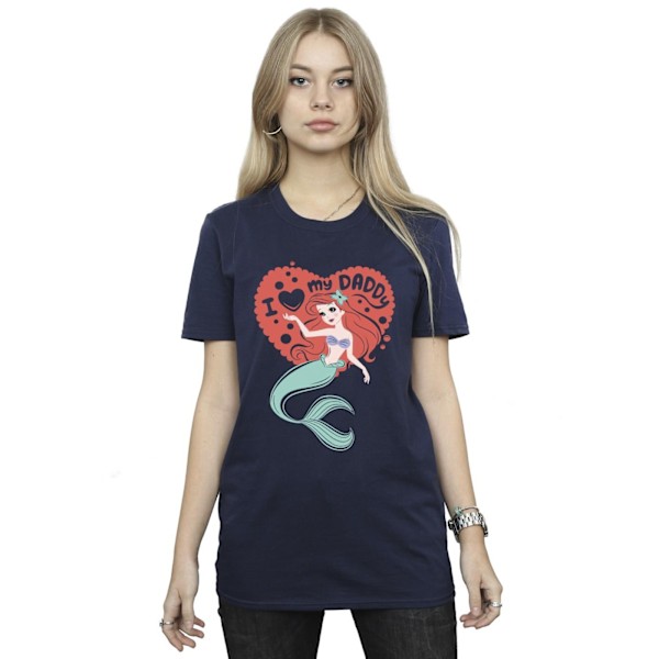 Disney Dam/Damer The Little Mermaid Love Daddy Bomull Boyfriend T-Shirt Navy Blue 4XL