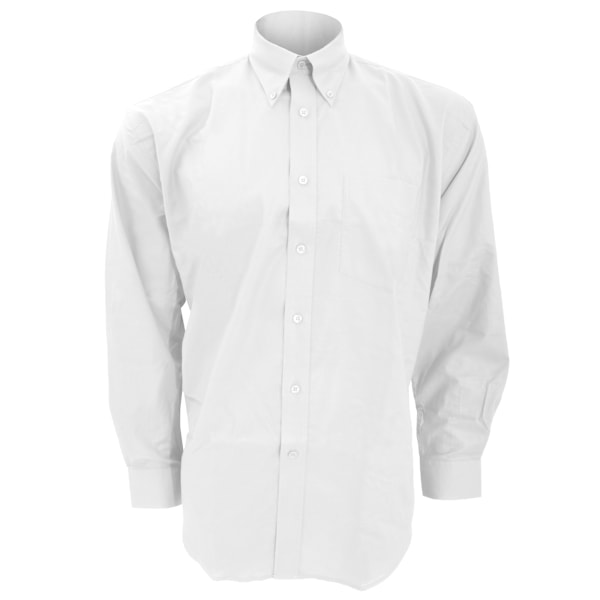 Kustom Kit Herr Workwear Oxford Långärmad Skjorta 13,5 tum Vit White 13.5inch