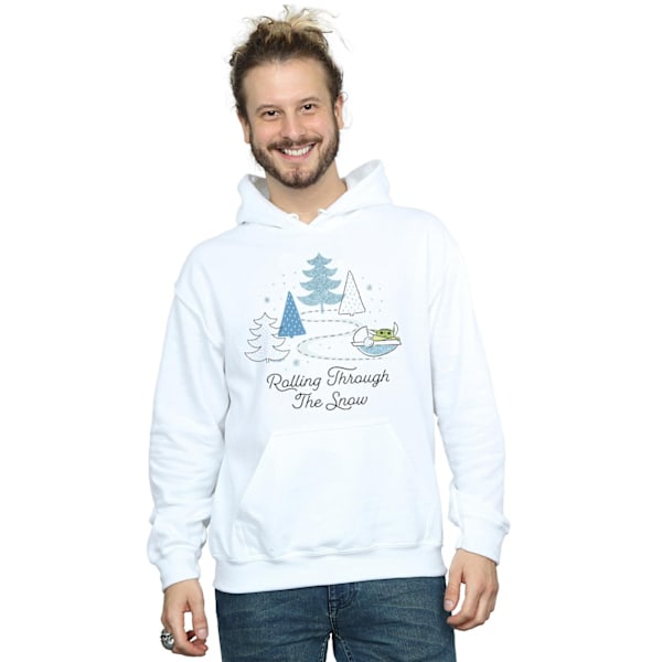 Star Wars The Mandalorian Rullande Genom Snön Hoodie för Herr White M