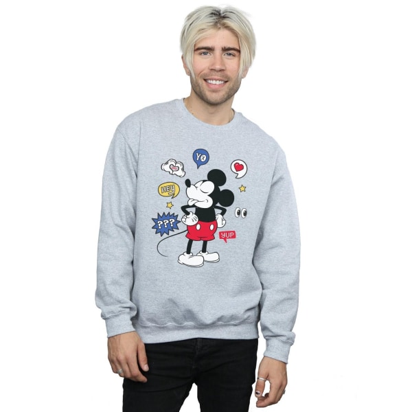 Disney Mickey Mouse Tongue Out Sweatshirt XL Sports Grey Sports Grey XL