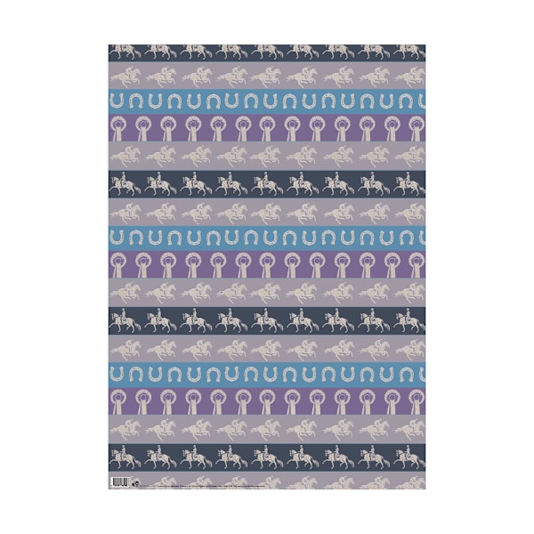 Deckled Edge Presentpapper (2-pack) 50 x 70 cm Hästar Hästskor Horses Horseshoes and Rosettes 50 x 70cm