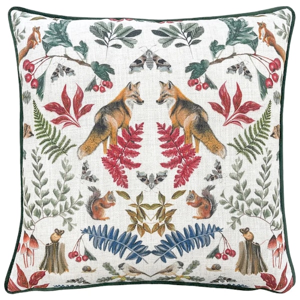 Evans Lichfield Mirrored Fox Kuddfodral 43cm x 43cm Flaskgrön G Bottle Green/White 43cm x 43cm
