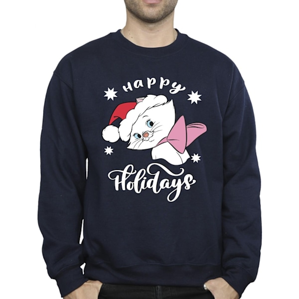 Disney Herr The Aristocats Happy Holidays Sweatshirt 3XL Marinblå B Navy Blue 3XL