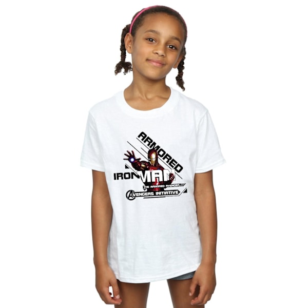 Marvel Girls Iron Man Armored Avenger Bomull T-shirt 9-11 år White 9-11 Years