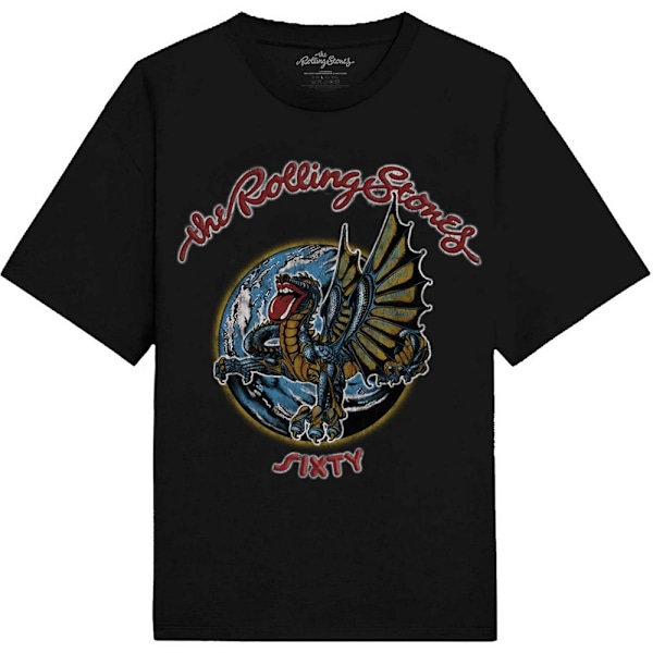 The Rolling Stones Unisex Adult Sixty Dragon Globe Foil Cotton Black XL
