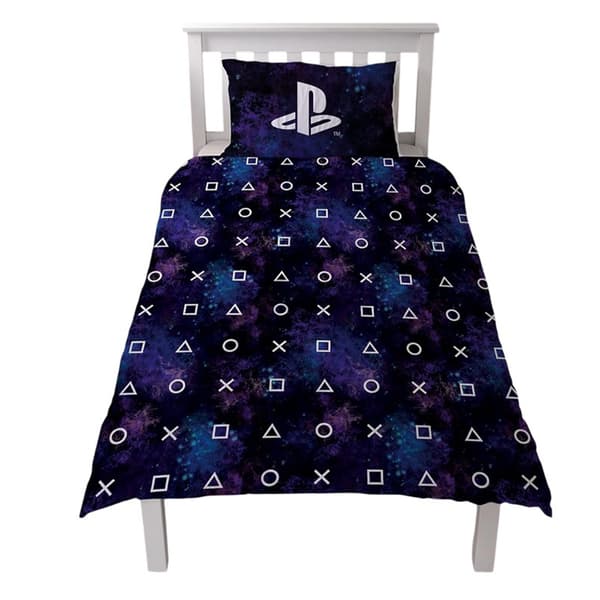 Playstation Kontrollknappar Vändbart Påslakanset Enkelt Blå Blue/White Single