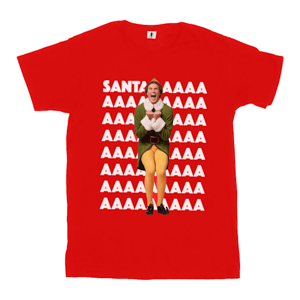 Elf Dam/Damer Buddy Santa Scream Bomull Boyfriend T-Shirt 3 Red 3XL