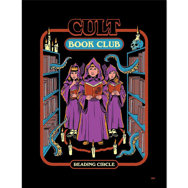 Steven Rhodes Cult Book Club Inramad Poster 40cm x 30cm Lila/Blå Purple/Blue 40cm x 30cm