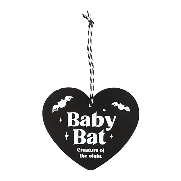 Something Different Baby Bat Hjärta Hängande Skylt En Storlek Svart/ Black/White One Size