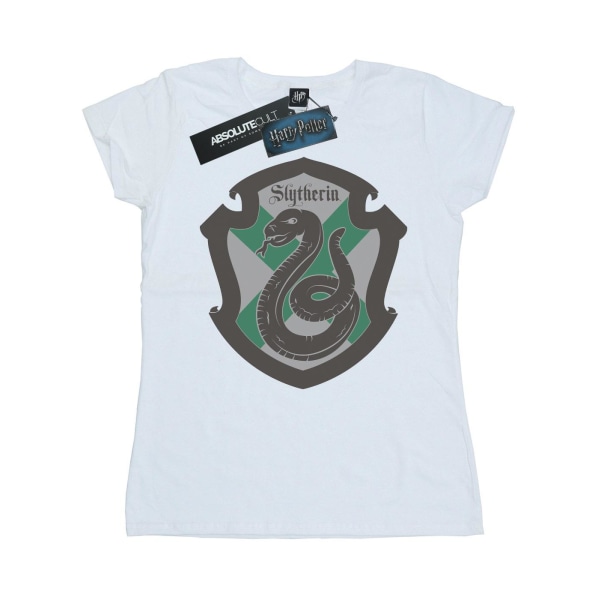 Harry Potter Dam/Kvinnor Slytherin Crest Flat Bomull T-shirt White S