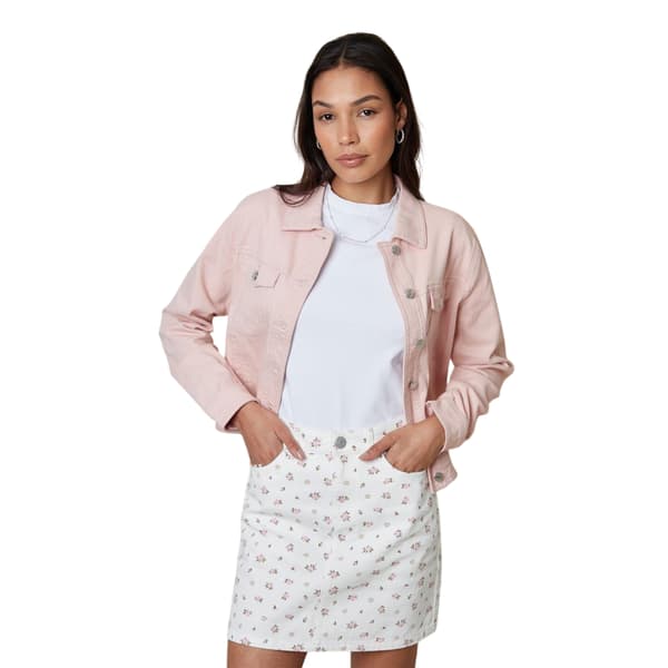 Threadbare Dam/Dam Seoul Blommig Denim Minikjol 8 UK Vit White 8 UK