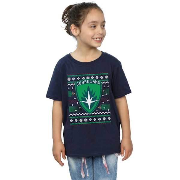 Marvel Girls Guardians Of The Galaxy Fair Isle Bomull T-shirt 1 Navy Blue 12-13 Years