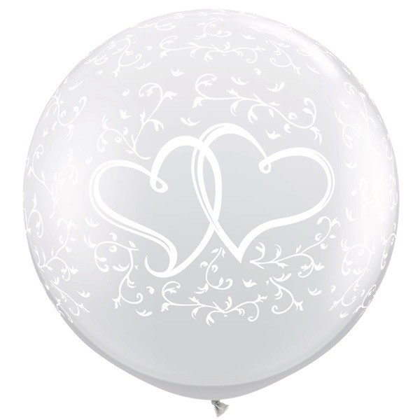 Qualatex 3 Foot Entwined Hearts Clear Latex Balloon (2-pack) 0. Clear 0.9m