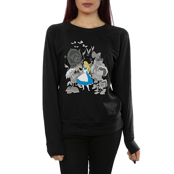 Alice i Underlandet Dam/Dam Blommor Bomull Sweatshirt XXL Black XXL