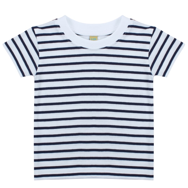 Larkwood Unisex Baby kortärmad randig T-shirt 12-18 månader White/Oxford Navy 12-18 Months