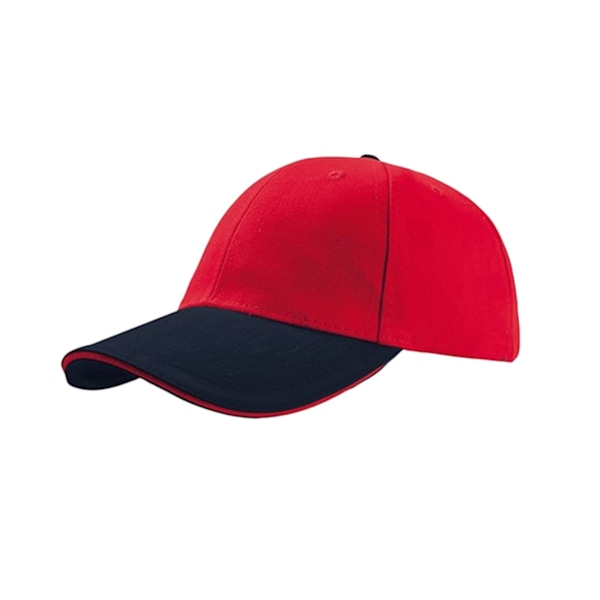 Atlantis Liberty Sandwich Heavy Brush Cotton 6 Panel Cap One Si Red/Navy One Size