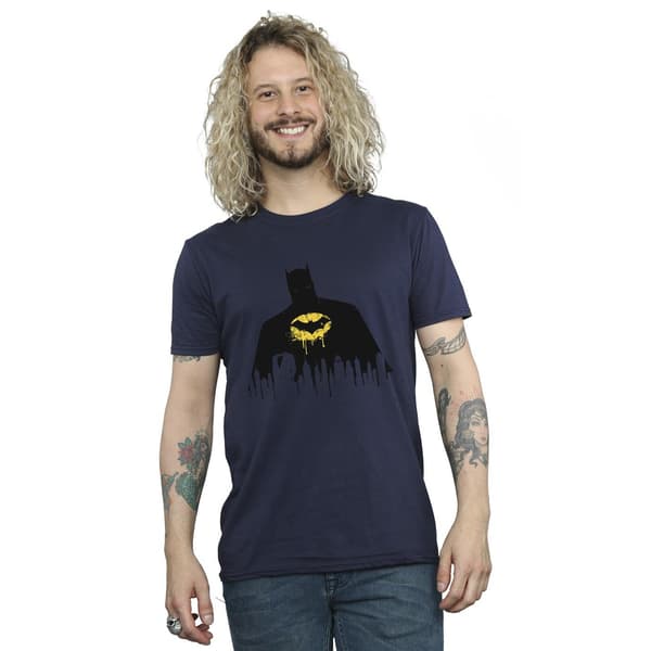 DC Comics Herr Batman Shadow Paint T-shirt L Marinblå Navy Blue L