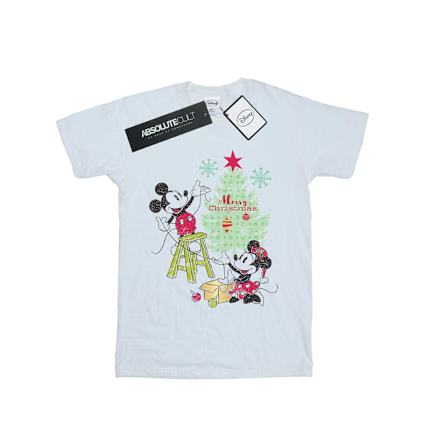 Disney Herr Mickey och Minnie Julgran T-shirt M Vit White M