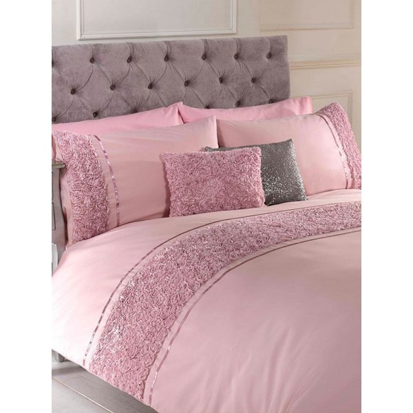 Rapport Limoges Rose Ruffle Duvet Cover Set Single Blush Pink Blush Pink Single