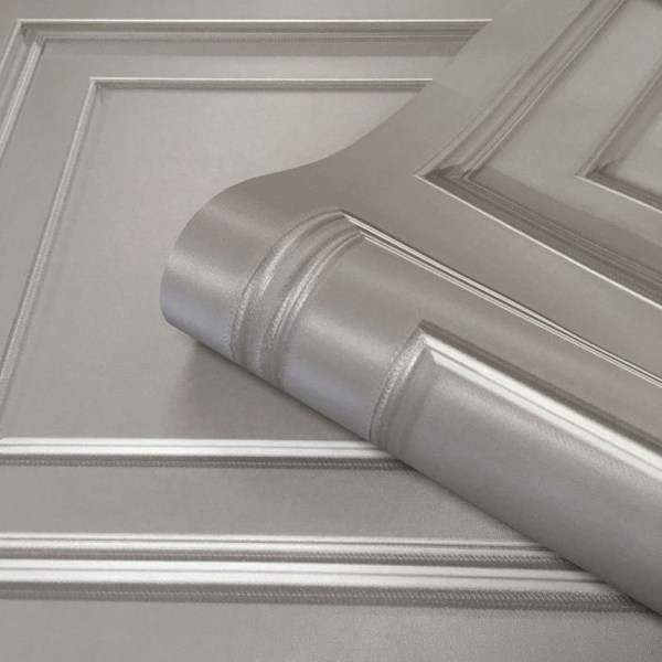 Belgravia Amara Träpanel Vinyl Texturerad Tapet 10m x 53cm Silver 10m x 53cm