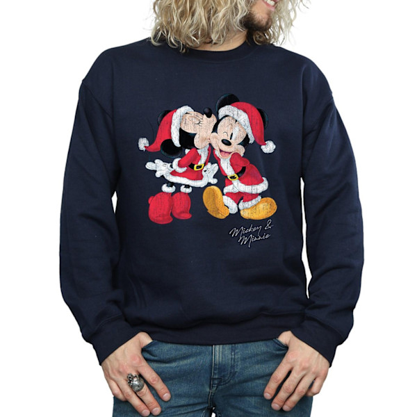 Disney Herr Mickey Och Minnie Jul Kyss Sweatshirt S Marinblå Navy Blue S