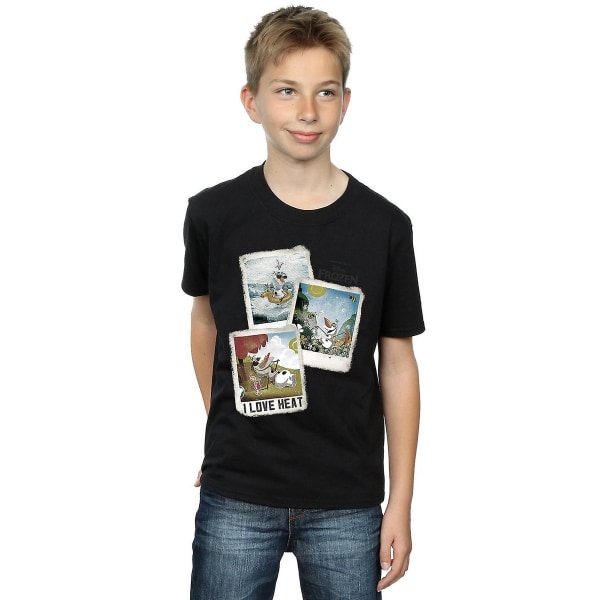 Frozen Boys Olaf Polaroid bomull T-shirt 9-11 år Svart Black 9-11 Years