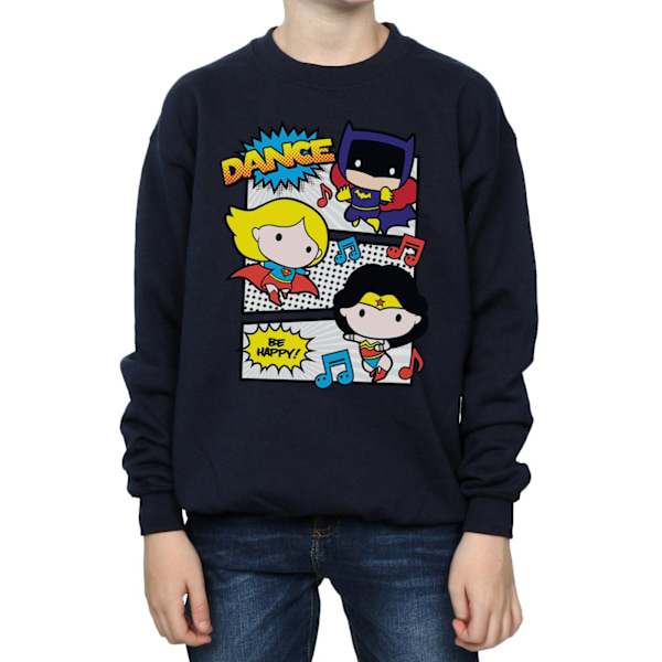 DC Comics Boys Chibi Super Friends Dance Sweatshirt 7-8 år N Navy Blue 7-8 Years