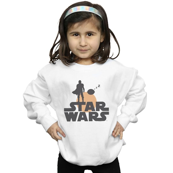 Star Wars Girls The Mandalorian Mando Och Barnet Silhuett White 7-8 Years