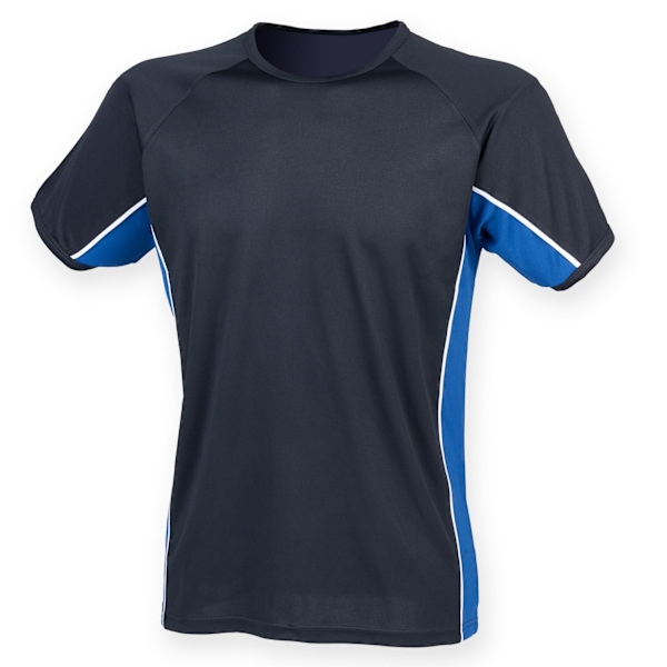 Finden & Hales herr kortärmad Performance Panel Sports T-shirt Navy/ Royal/ White S