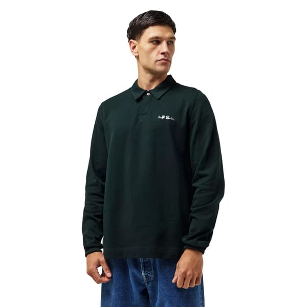 Paul Smith Herr Broderad Logotyp Bomull Långärmad Pikétröja Green XXL