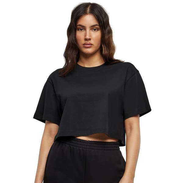 Bygg ditt varumärke Dam/Dam Oversized Kortärmad Crop Top Black L