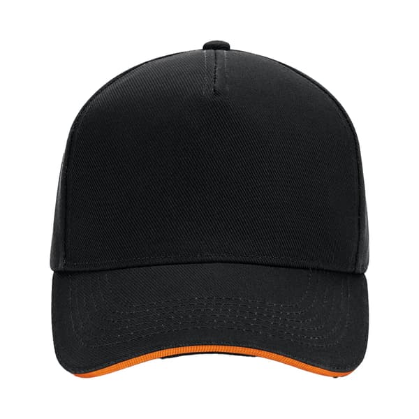 Beechfield 5 Panel Sandwich Peak Baseball Cap One Size Svart/Orange Black/Orange One Size