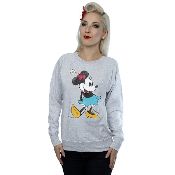 Disney Dam/Damer Klassisk Minnie Mouse Heather Sweatshirt M Grey M