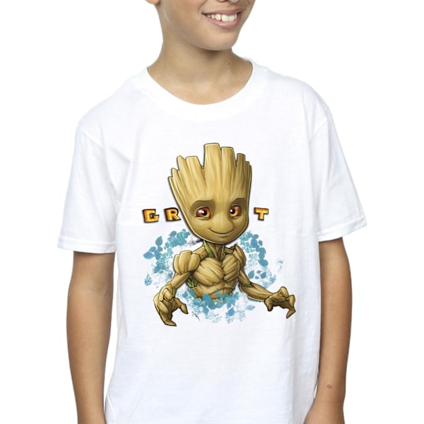 Guardians Of The Galaxy Boys Groot Flowers T-Shirt 3-4 År Vit White 3-4 Years