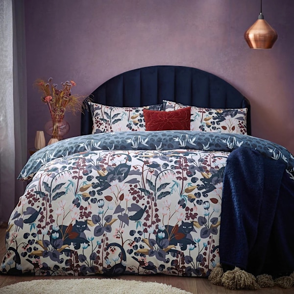 Furn Midnight Reversible Panther Påslakan Set Superking Dusk Dusky Blue Superking