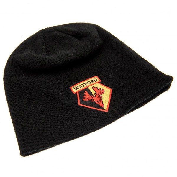 Watford FC Crest Beanie One Size Svart/Röd/Gul Black/Red/Yellow One Size