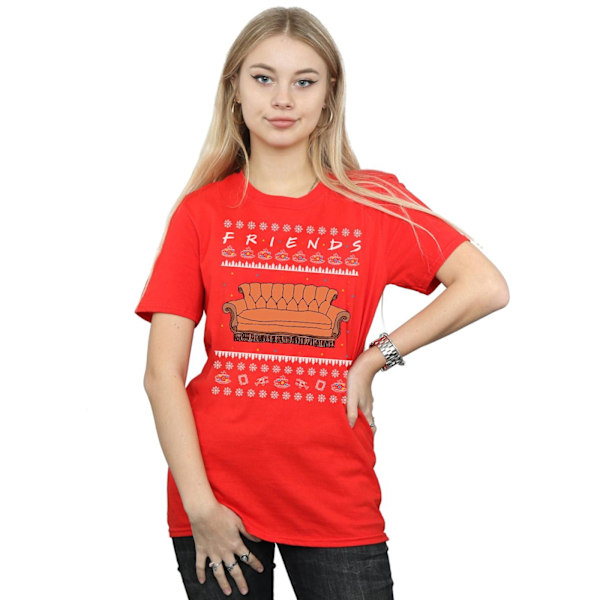 Friends Dam/Damer Fair Isle Couch Bomull Boyfriend T-shirt Red XXL