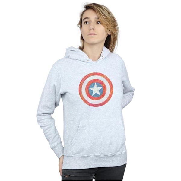 Marvel Dam/Kvinnor Captain America Sketched Shield Hoodie M S Sports Grey M