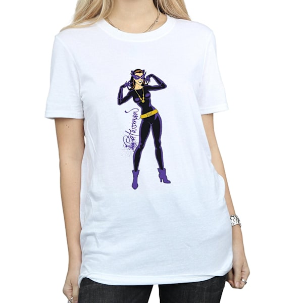 DC Comics Dam/Damer Catwoman Happy Pose Bomull Boyfriend T- White XL