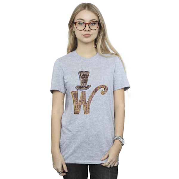 Willy Wonka Dam/Damer W Logotyp Hatt Bomull Boyfriend T-Shirt 3 Sports Grey 3XL