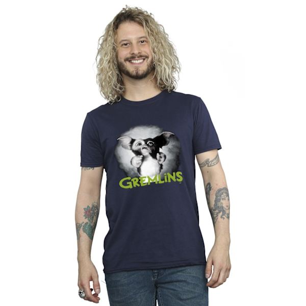 Gremlins Herr T-shirt Skrämd Grön XL Marinblå Navy Blue XL