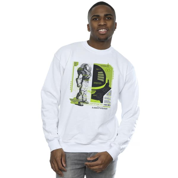 Disney Mens Lightyear Buzz Tech Panel Sweatshirt XL Vit White XL