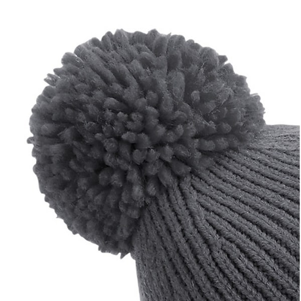 Beechfield Unisex Engineered Knit Ribbed Pom Pom Beanie One Siz Graphite Grey One Size