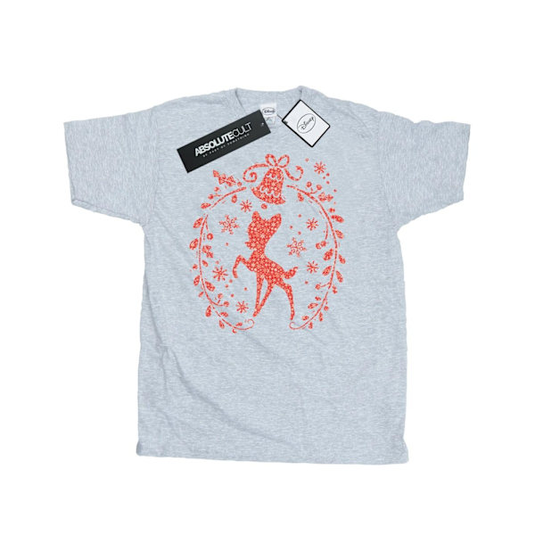 Disney Dam/Damer Bambi Julkrans Bomull Boyfriend T- Sports Grey M