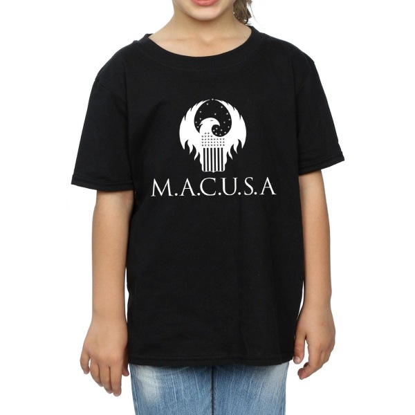 Fantastic Beasts Girls MACUSA Logotyp bomull T-shirt 9-11 år Bl Black 9-11 Years