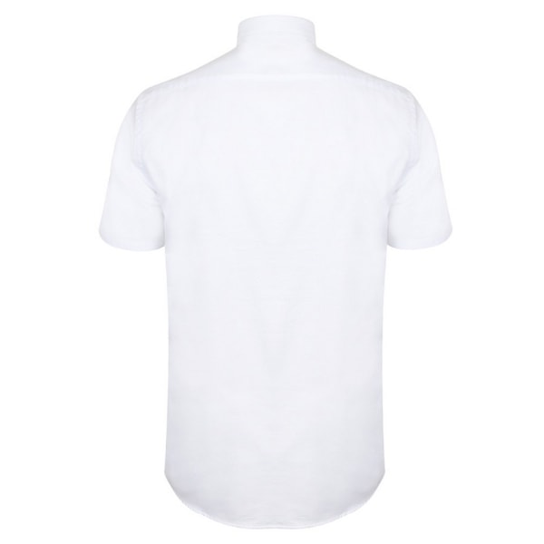 Henbury Herr Modern Kortärmad Oxford Skjorta MS Vit White MS