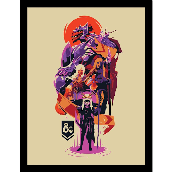 Dungeons & Dragons Adventuring Party 2 Inramad Affisch 40cm x 30c Multicoloured 40cm x 30cm