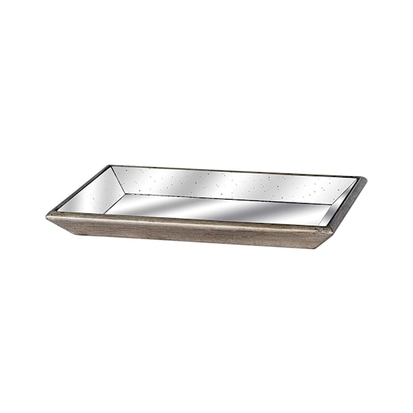 Astor Distressed Mirrored Tray Med Trädetaljer 16 x 32cm Gold 16 x 32cm
